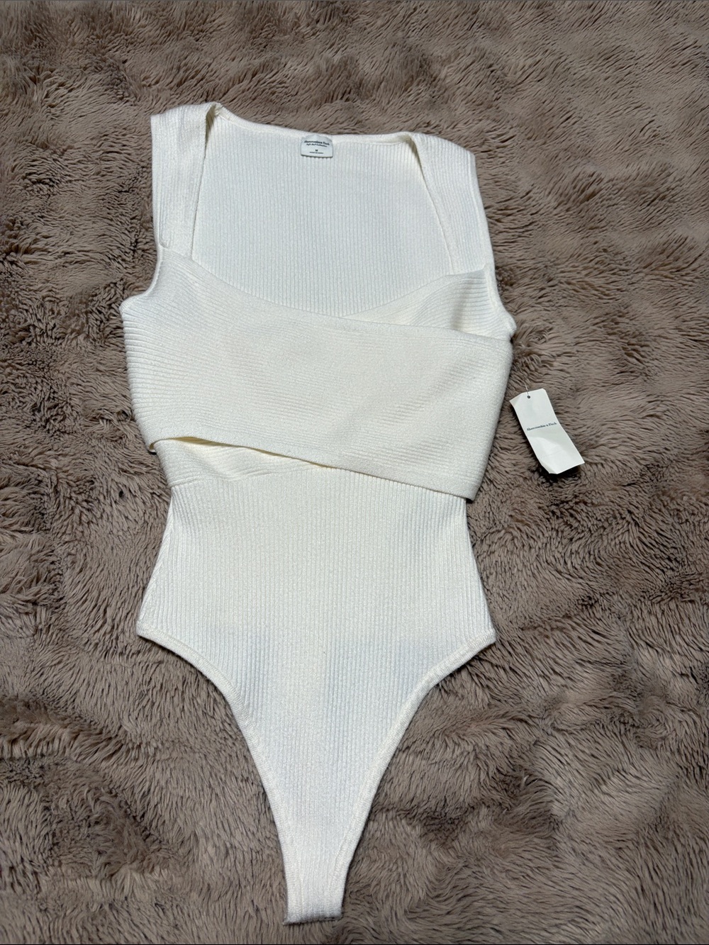 Abercrombie & Fitch Cream Ribbed Kids One-Piece Bodysuit